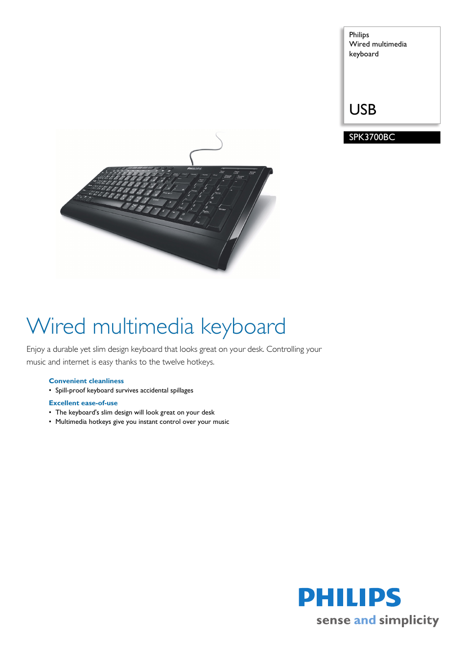 Philips SPK3700BC/61 User Manual | 2 pages