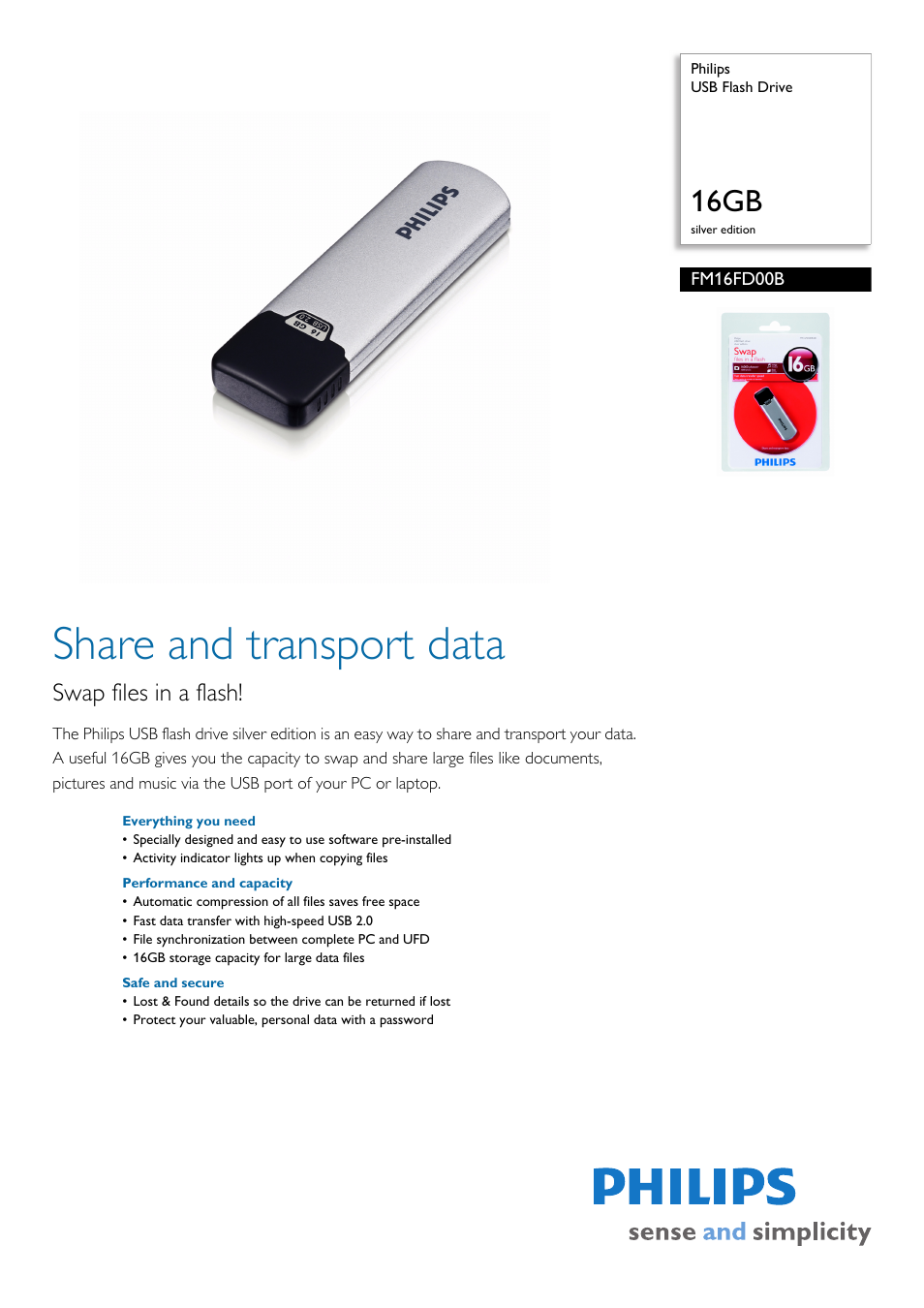 Philips FM16FD00B User Manual | 2 pages