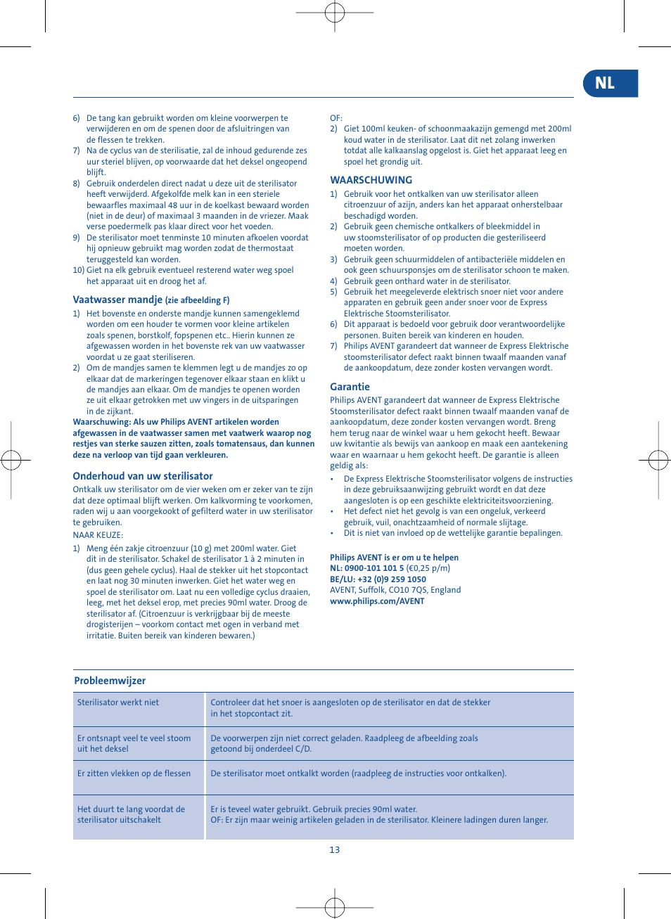 Philips Electric Steam Sterilizer SCF274/34 User Manual | Page 11 / 14