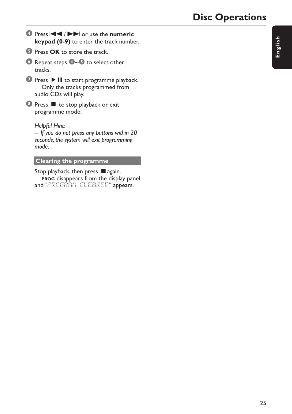 Disc operations | Philips MX5800SA/22S User Manual | Page 25 / 47