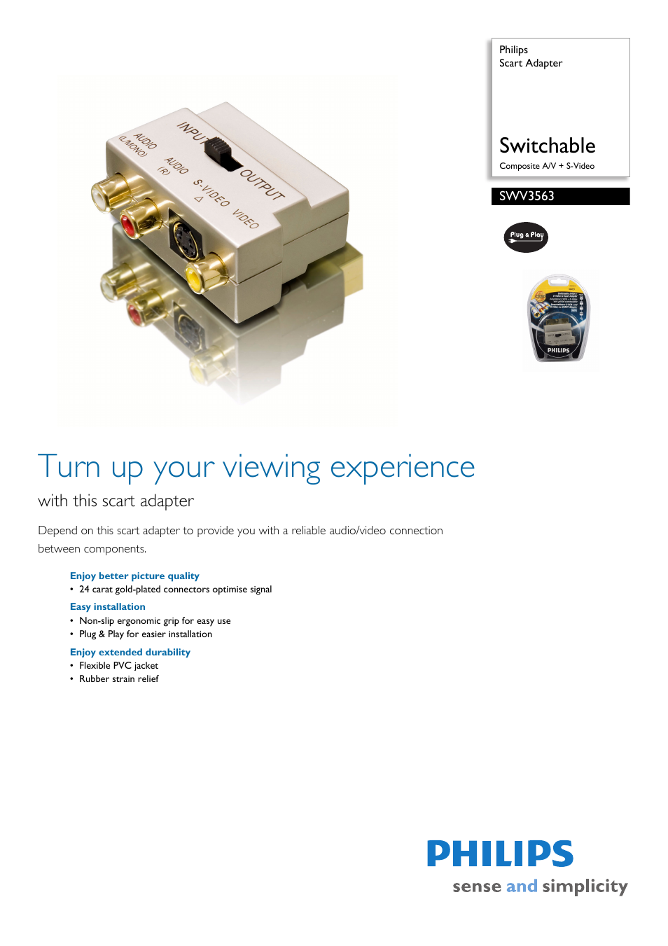 Philips Switchable SWV3563/10 User Manual | 2 pages