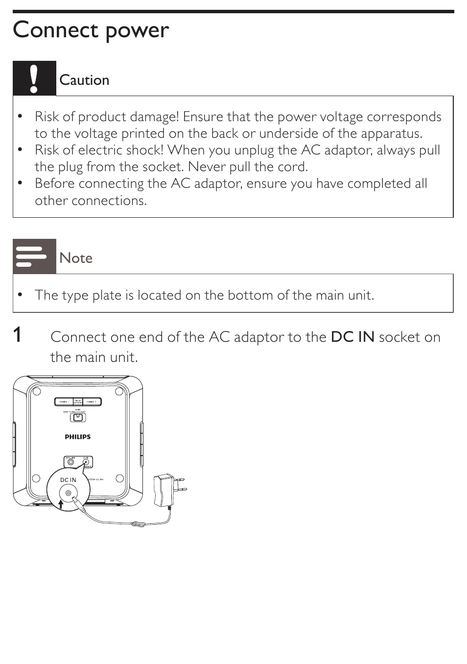 Connect power | Philips DC190 User Manual | Page 9 / 23