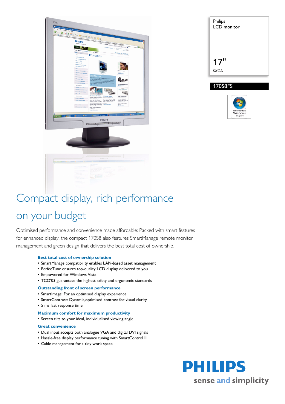 Philips SXGA 1705LCD User Manual | 3 pages