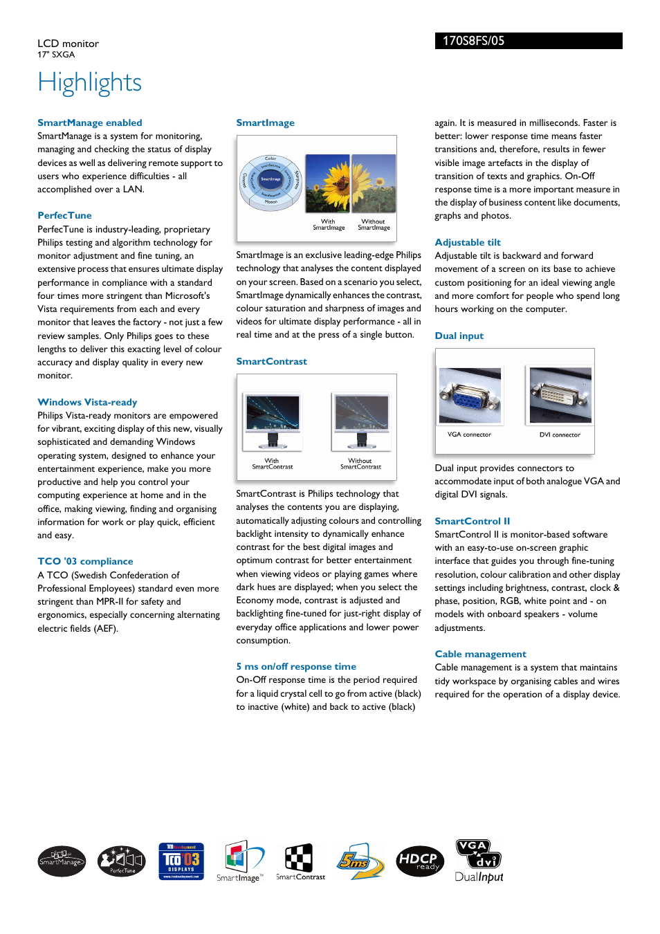 Highlights | Philips SXGA 1705LCD User Manual | Page 2 / 3