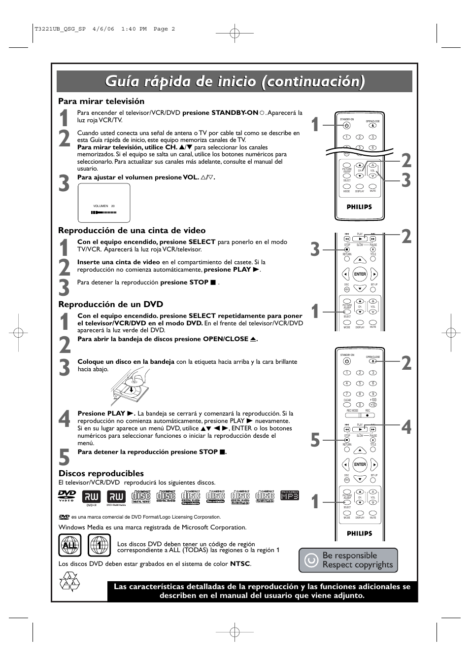 Guía rápida de inicio (continuación) | Philips 27PC4326 User Manual | Page 2 / 2