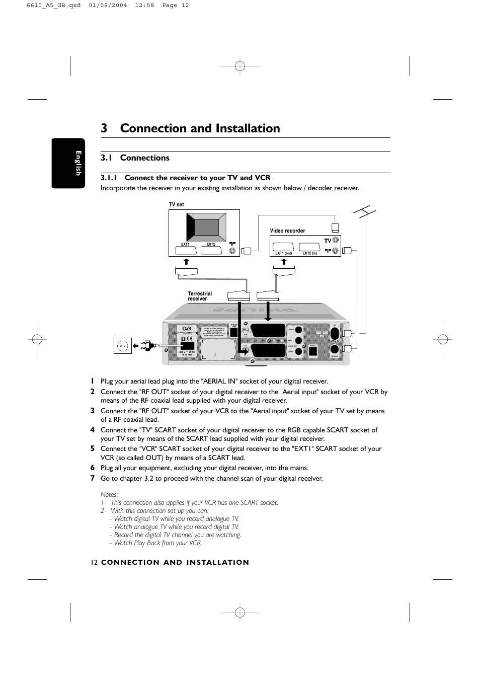 3connection and installation | Philips DTR6610 User Manual | Page 14 / 45