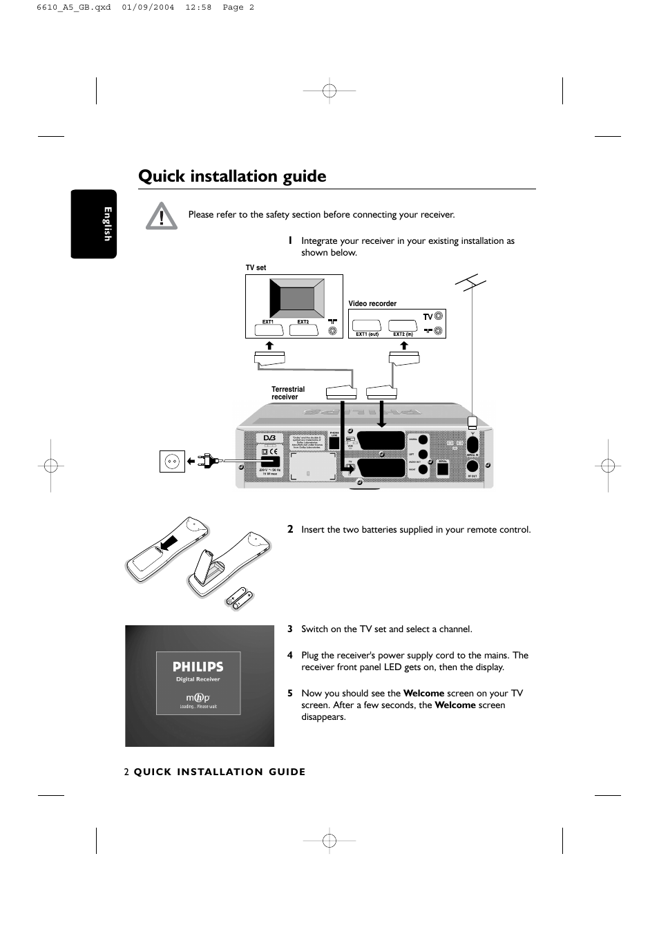 Quick installation guide | Philips DTR6610 User Manual | Page 4 / 45