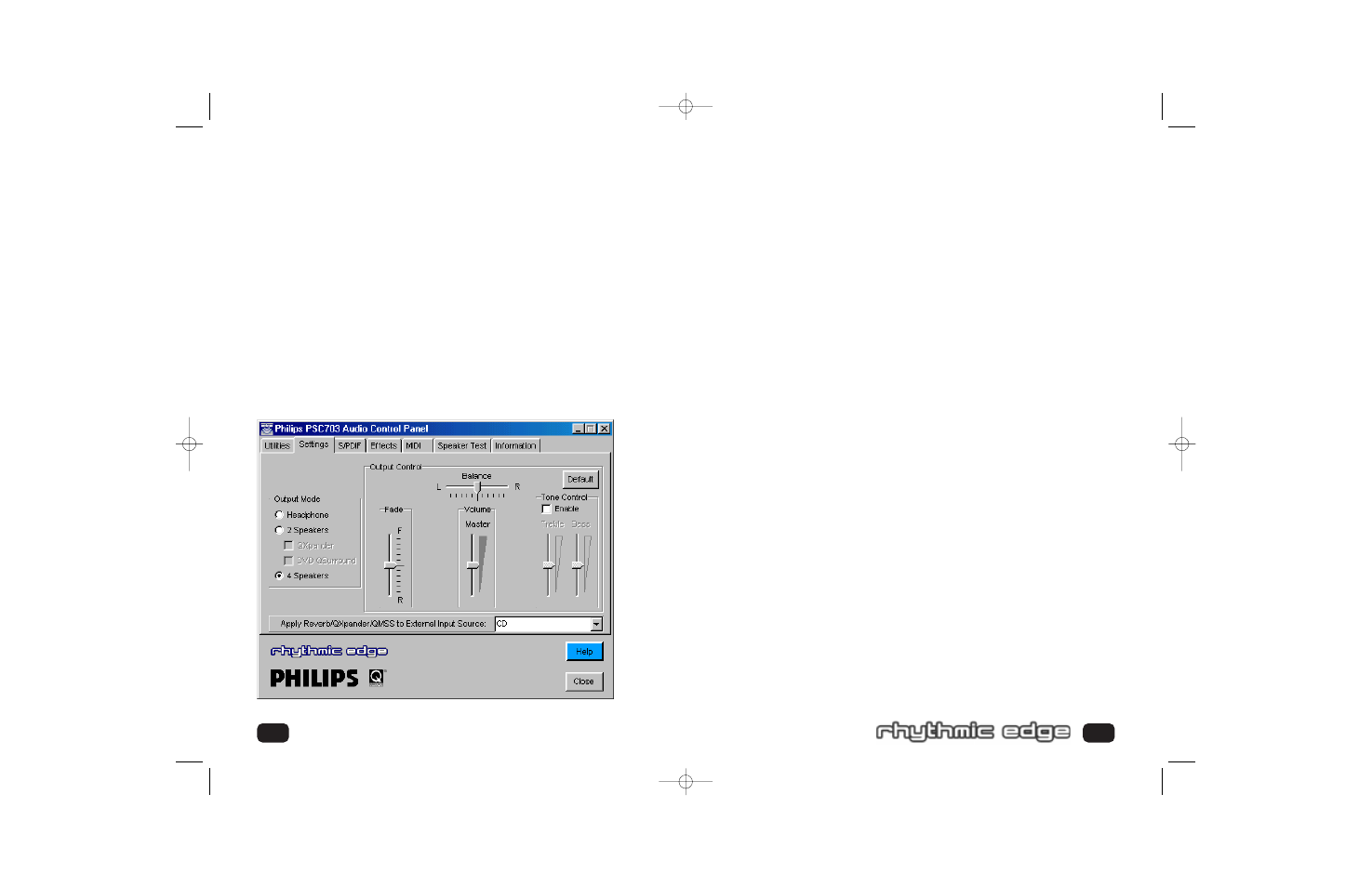 Control panel | Philips Rhythmic Edge PSC703 User Manual | Page 21 / 34