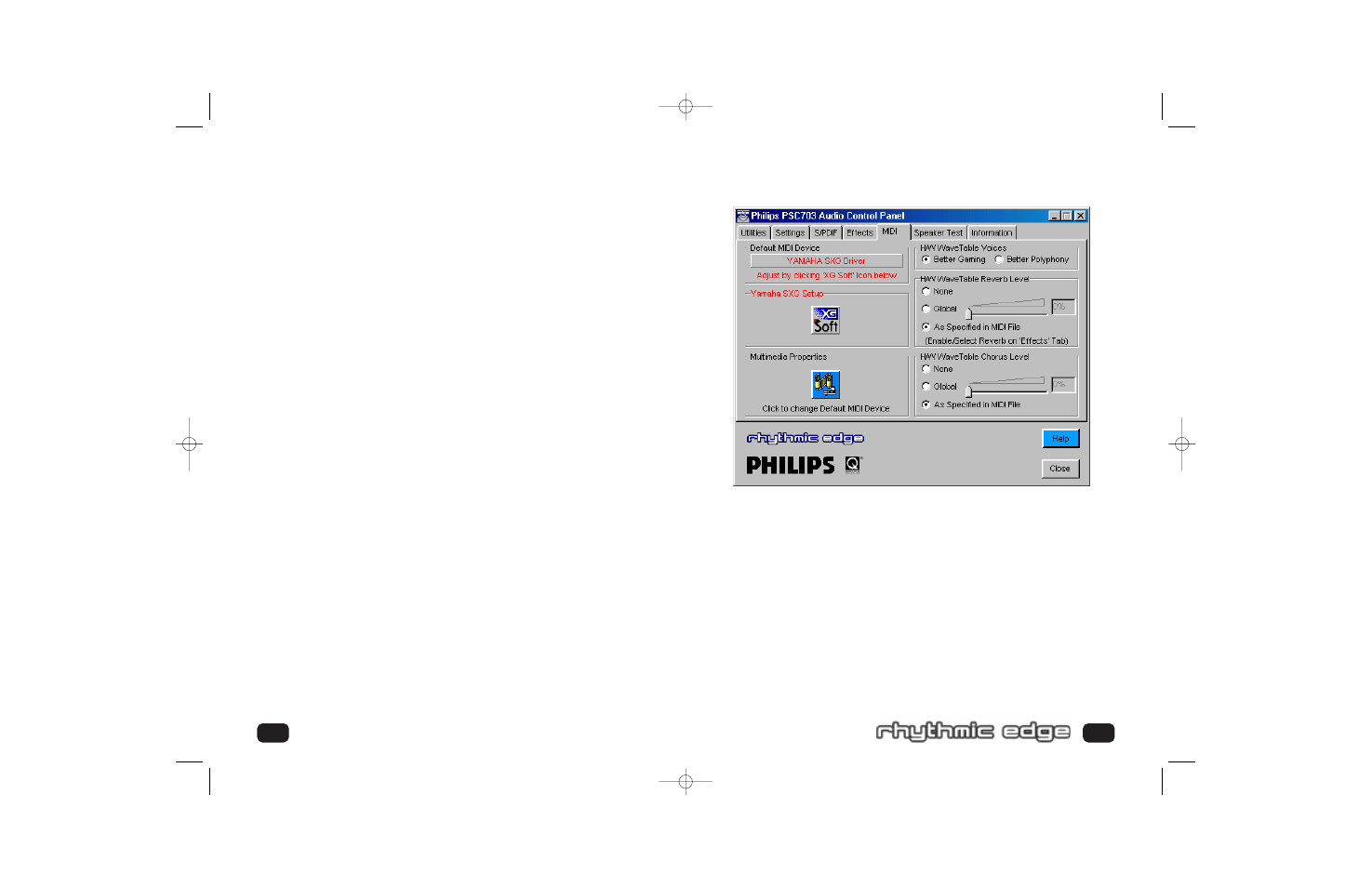 Control panel | Philips Rhythmic Edge PSC703 User Manual | Page 25 / 34