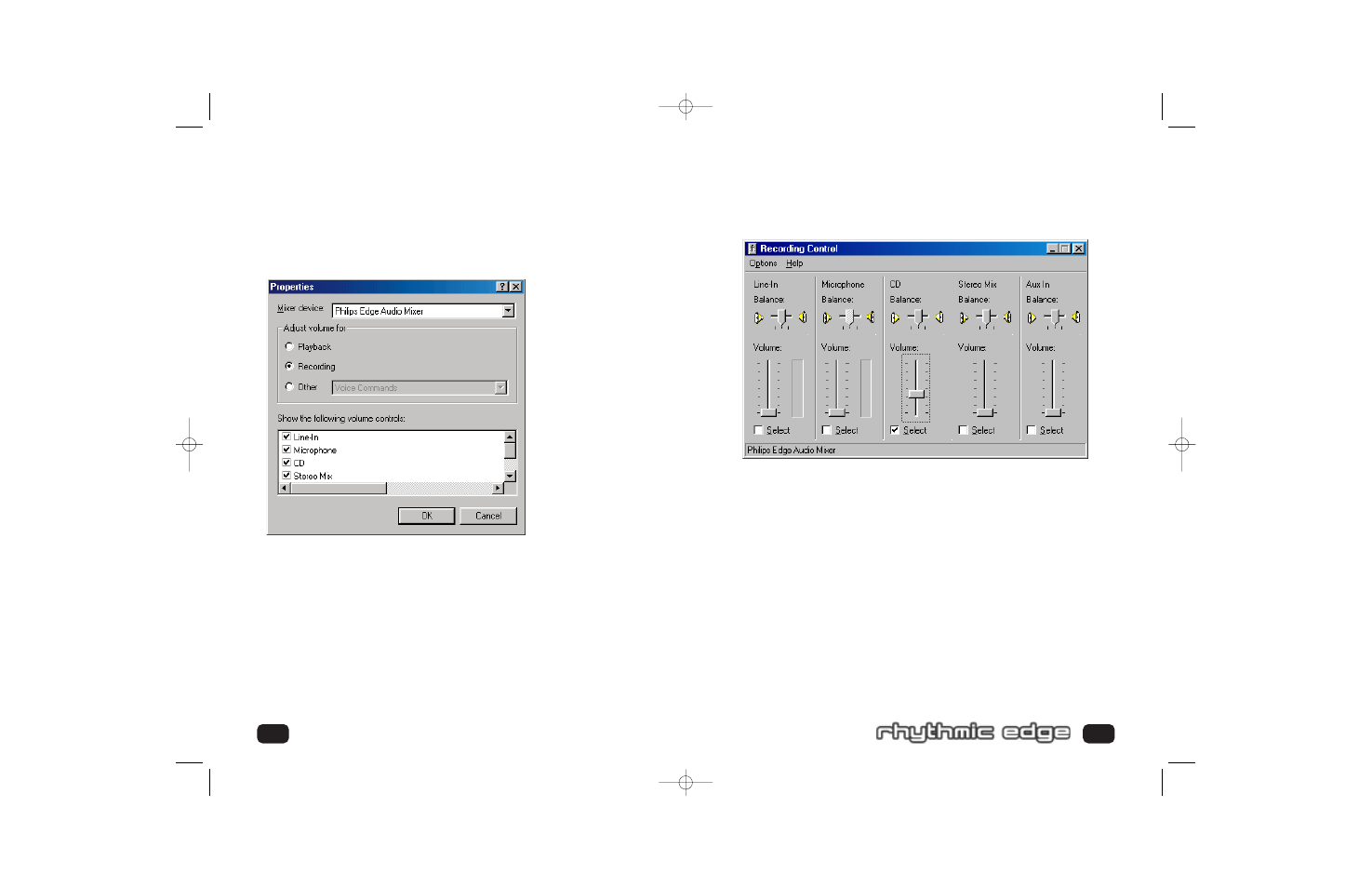 Recording source configuration | Philips Rhythmic Edge PSC703 User Manual | Page 32 / 34