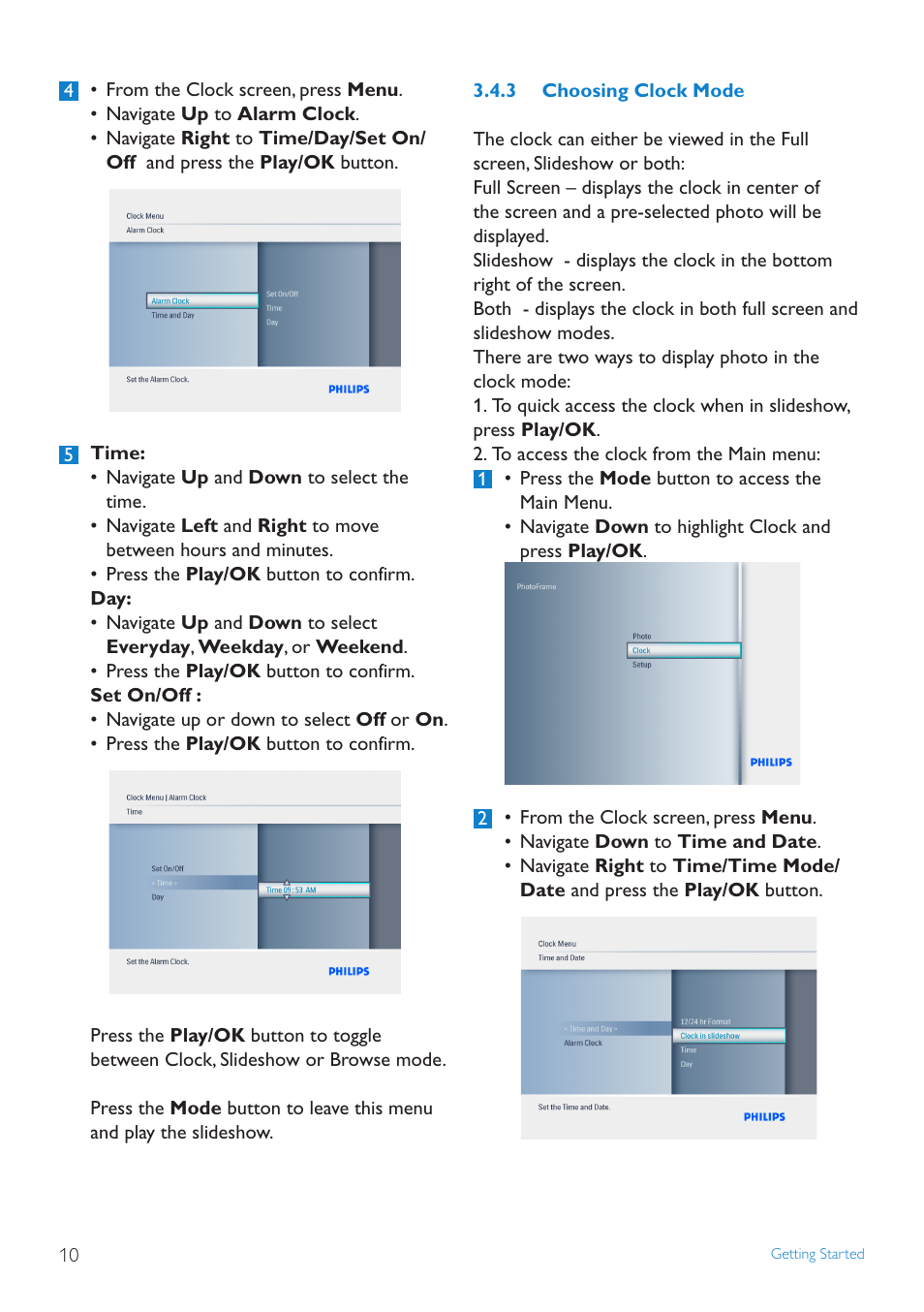 Choosing.clock.mode | Philips 6FF3FP User Manual | Page 12 / 38