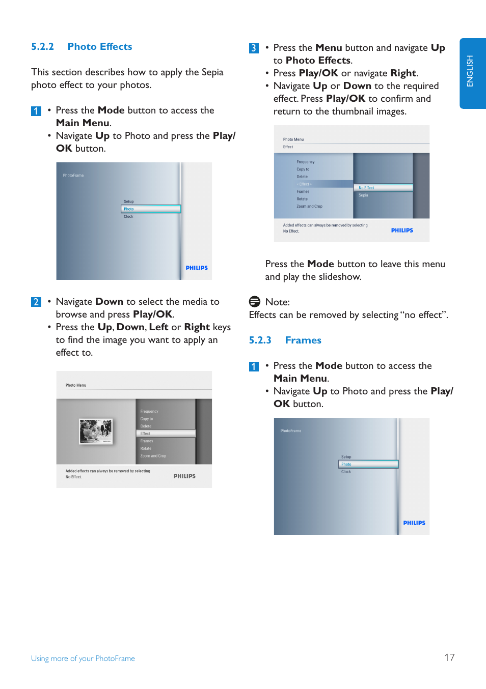 Photo.effects, Frames | Philips 6FF3FP User Manual | Page 19 / 38