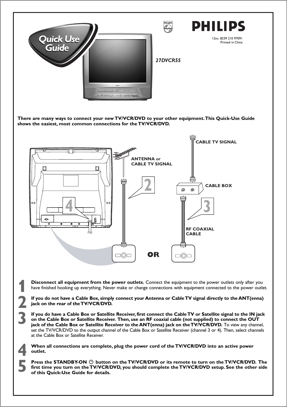 Philips 27DVCR55 User Manual | 2 pages