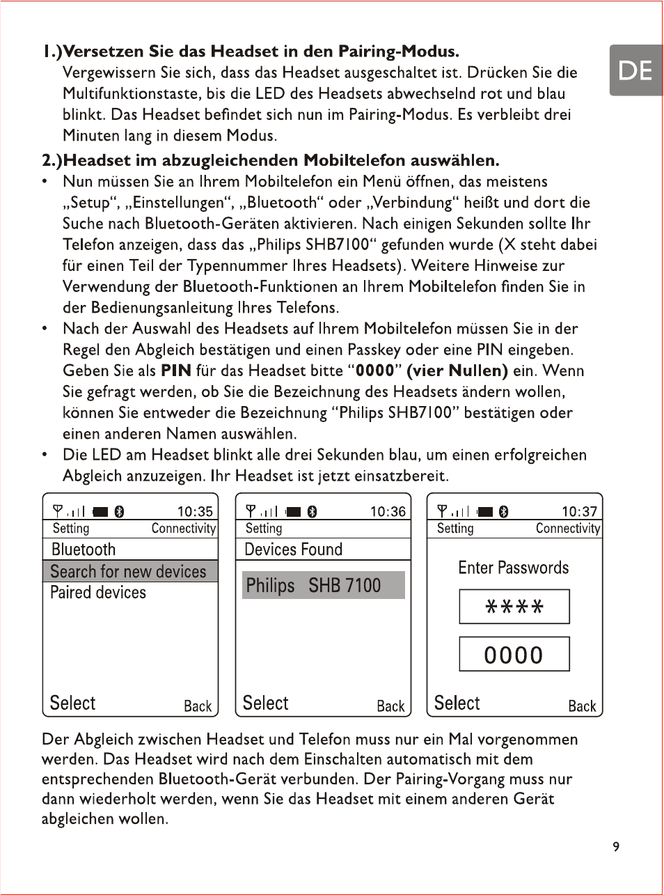 Select, Philips shb7100 | Philips SHB7103 User Manual | Page 28 / 107