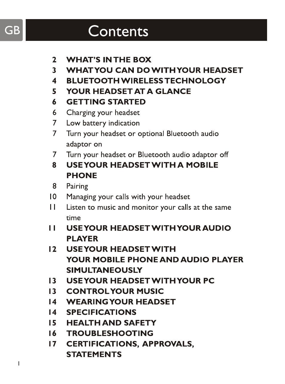 Philips SHB7103 User Manual | Page 3 / 107