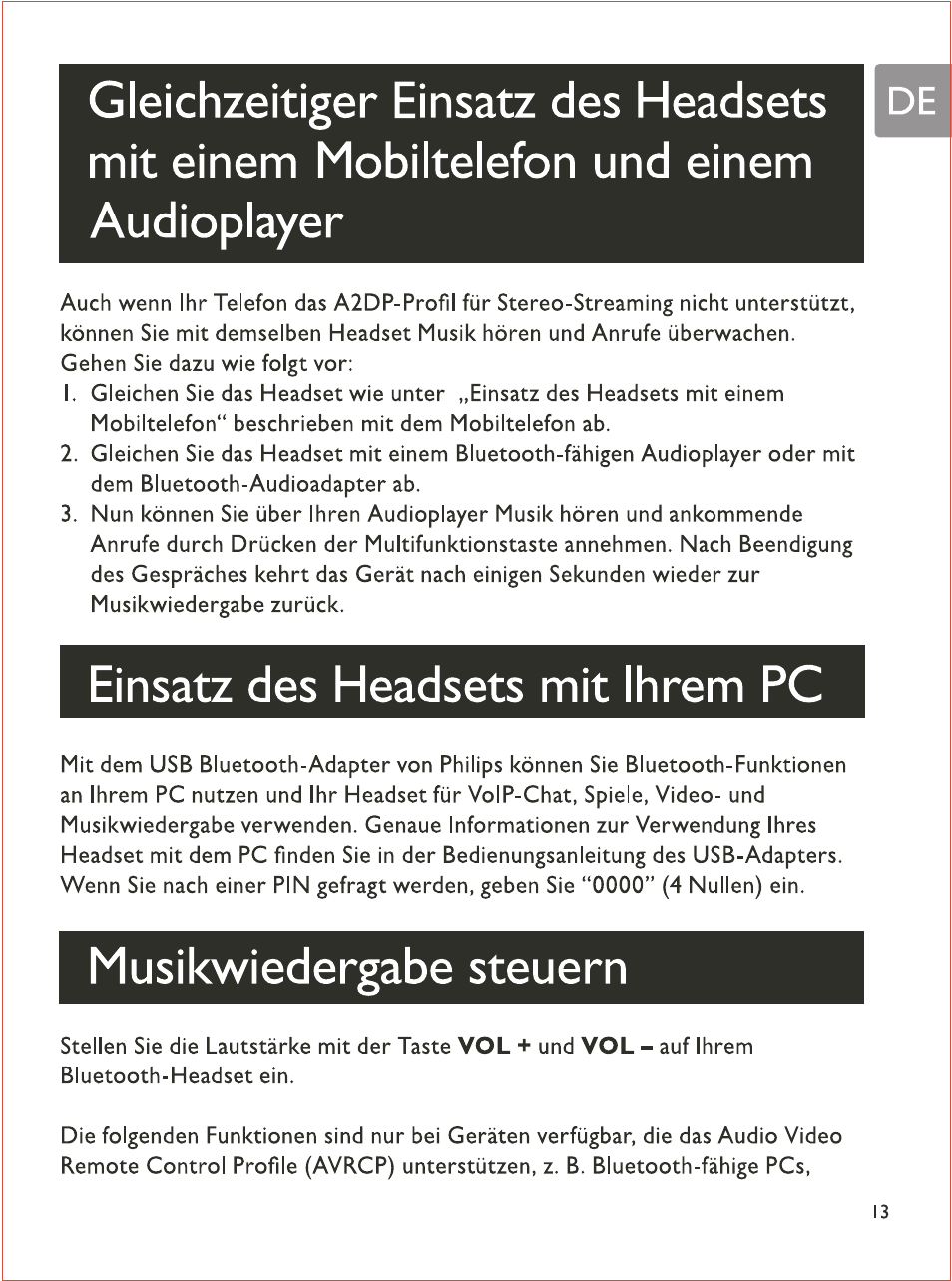 Einsatz des headsets mit ihrem pc, Musikwiedergabe steuern | Philips SHB7103 User Manual | Page 32 / 107