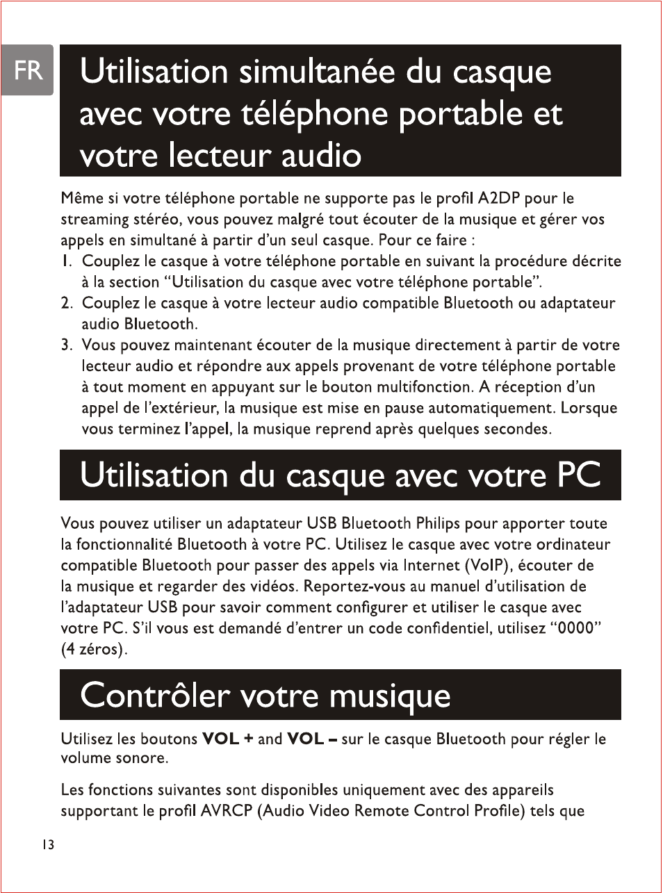 Utilisation du casque avec votre pc, Contrôler votre musique | Philips SHB7103 User Manual | Page 49 / 107