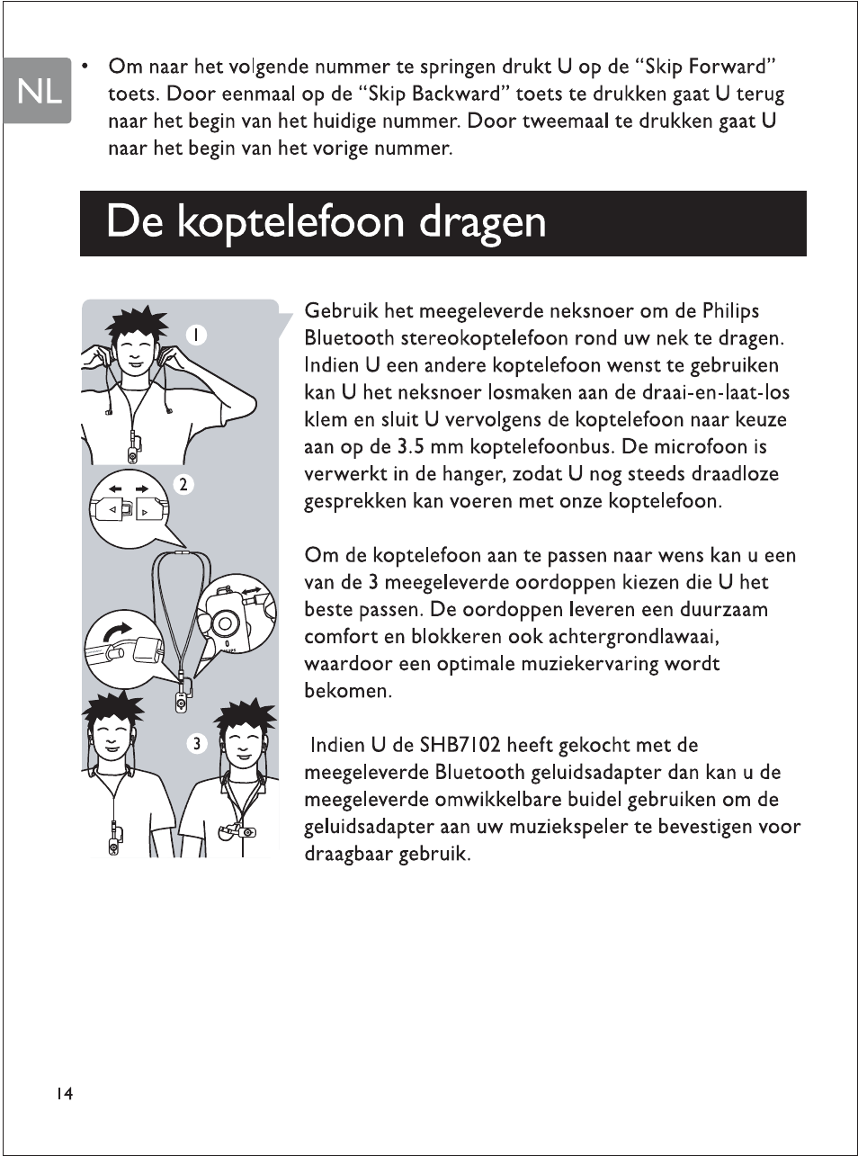 De koptelefoon dragen | Philips SHB7103 User Manual | Page 67 / 107