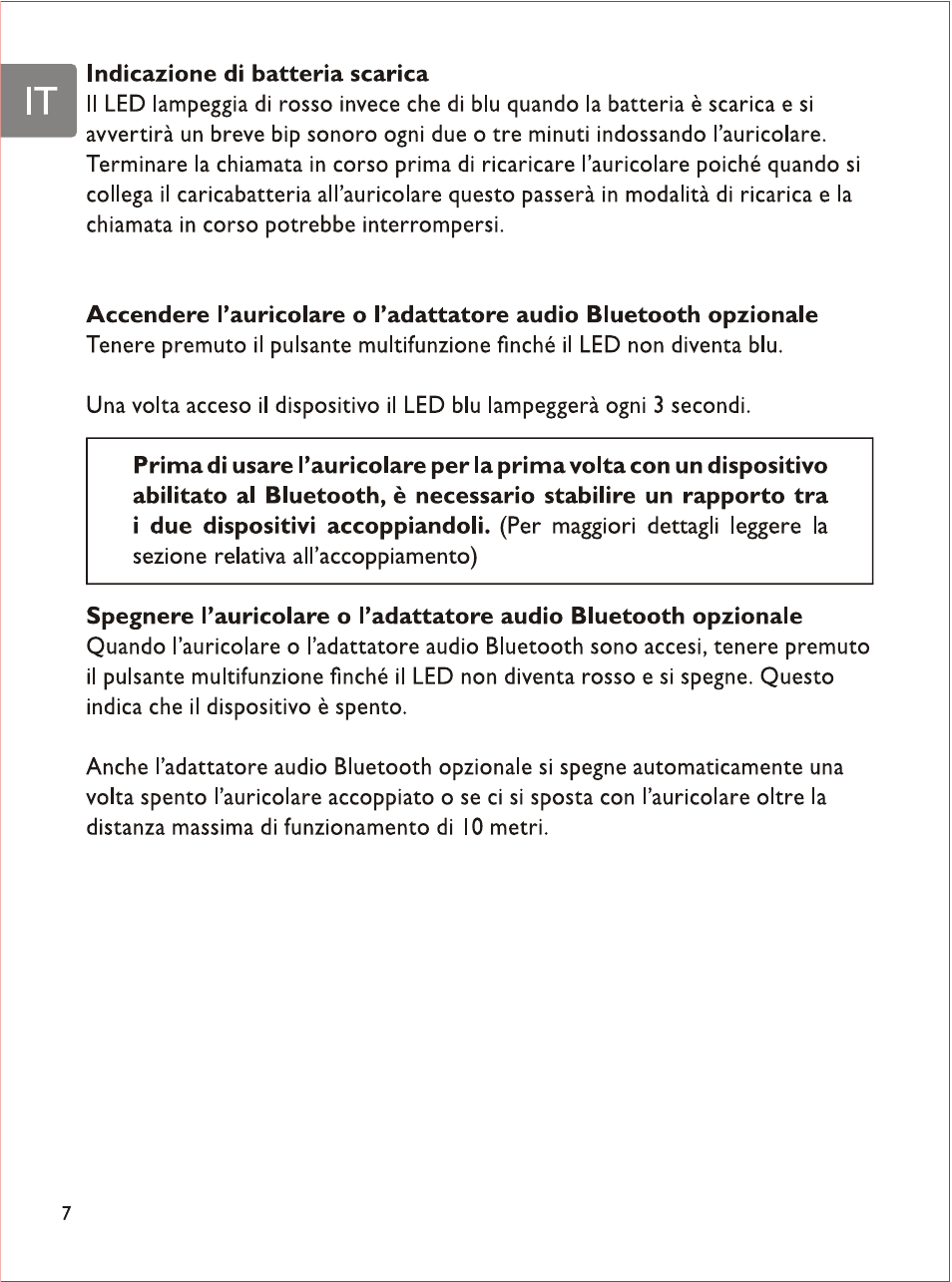 I indicazione di batteria scarica | Philips SHB7103 User Manual | Page 77 / 107