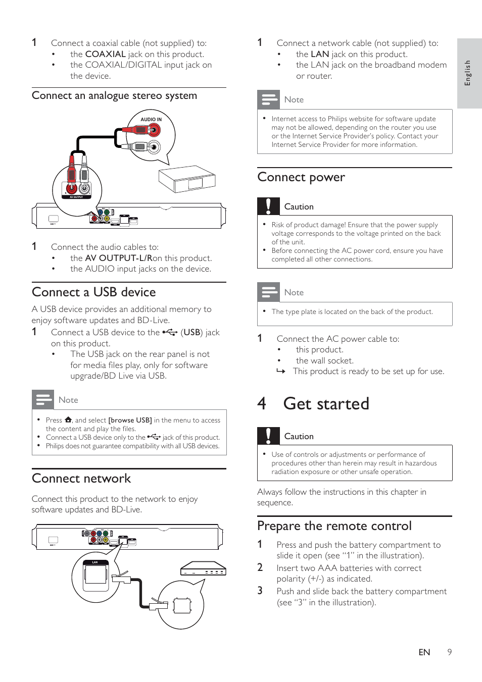 4 get started | Philips BDP3100 User Manual | Page 9 / 46