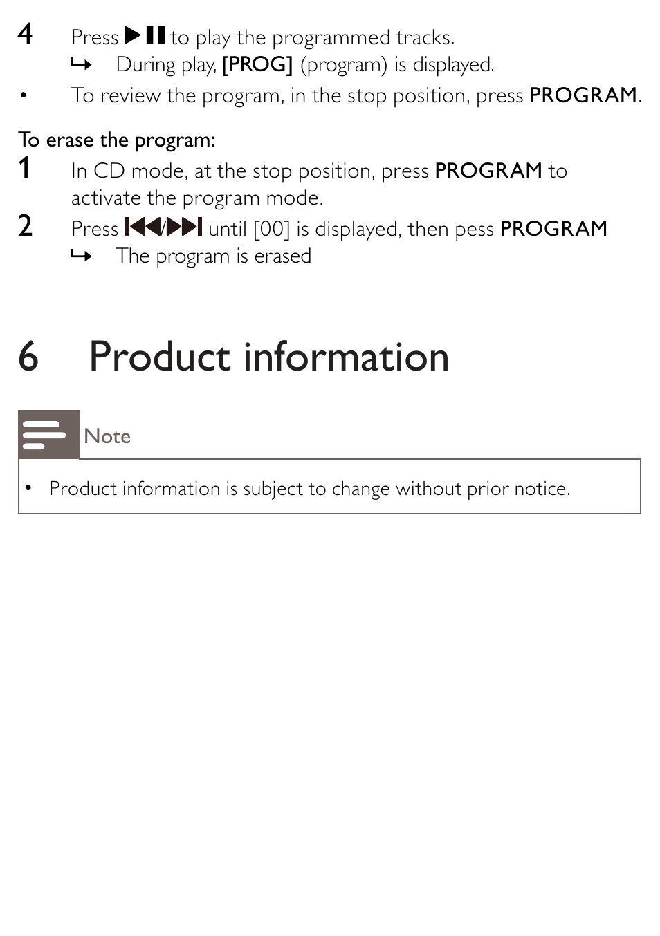 6 product information | Philips AZ202/B/C/N/R User Manual | Page 15 / 20