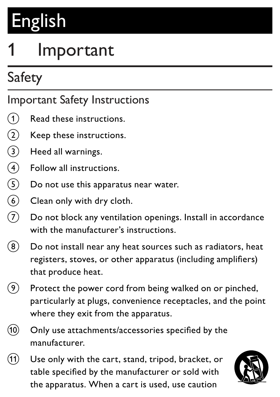 English, 1 important, Safety | Important safety instructions | Philips AZ202/B/C/N/R User Manual | Page 2 / 20