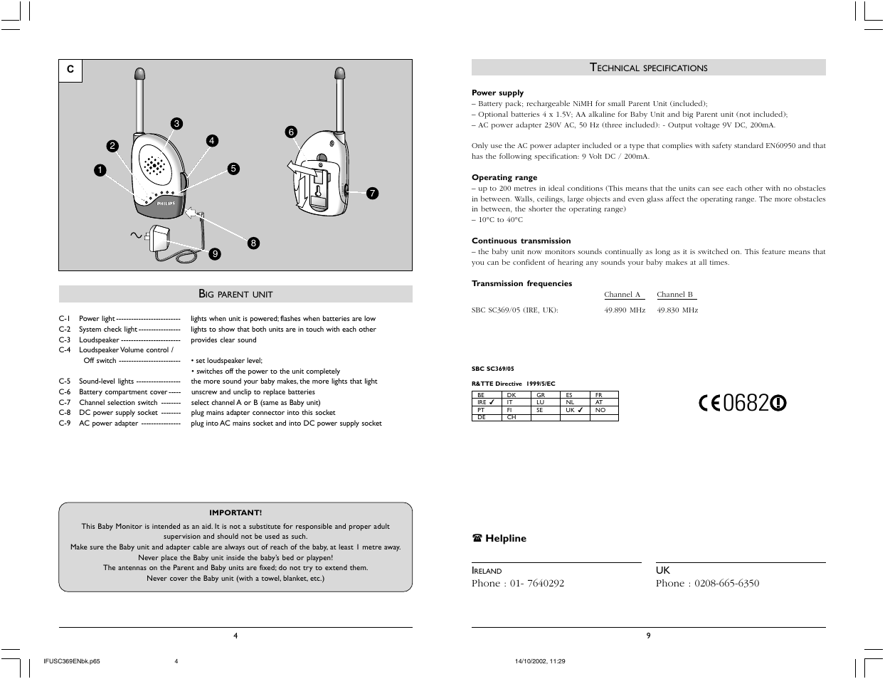 Power link level | Philips SC369 User Manual | Page 4 / 6