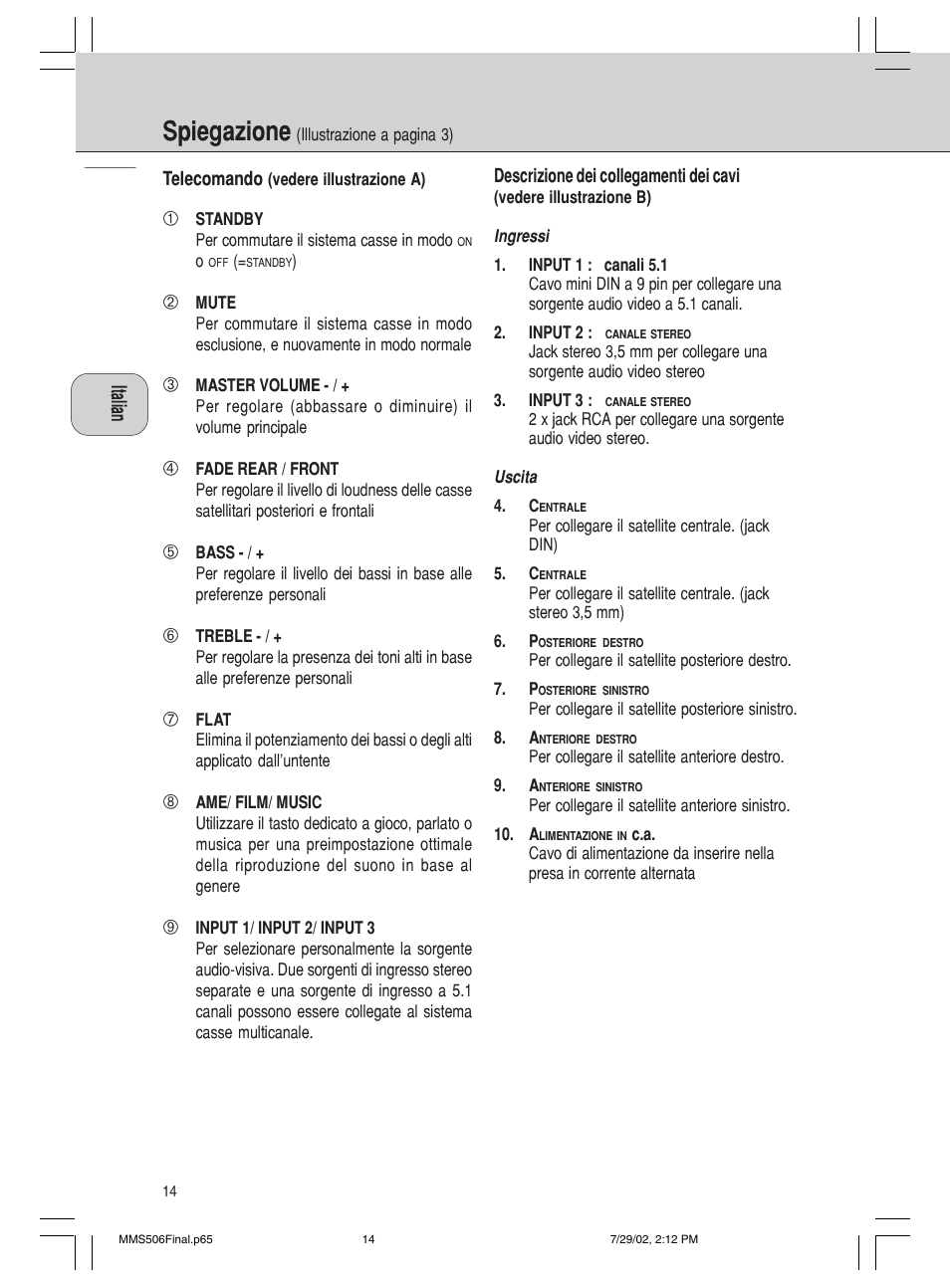 Spiegazione | Philips 600/MMS 506 User Manual | Page 14 / 50