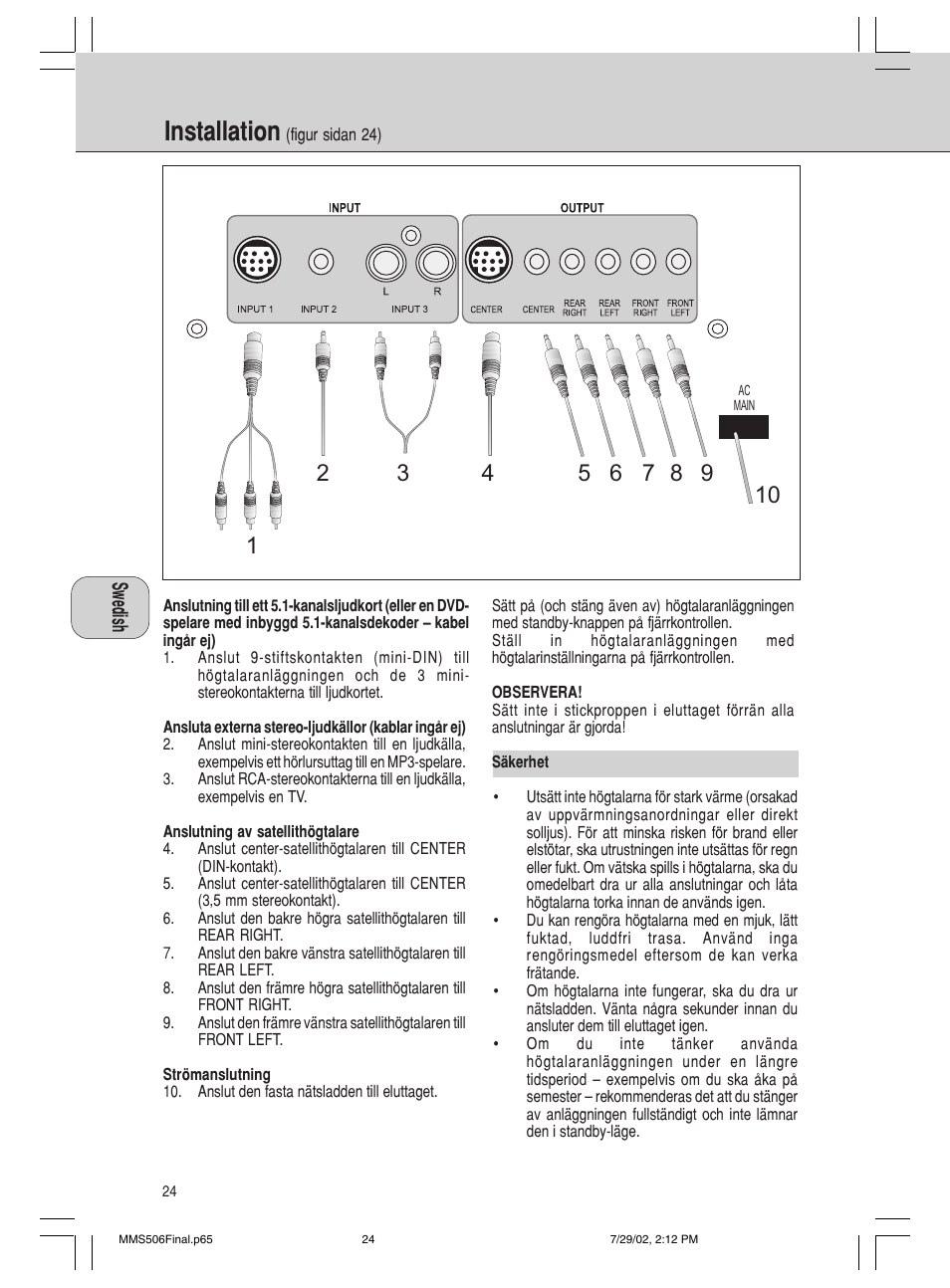Installation | Philips 600/MMS 506 User Manual | Page 24 / 50