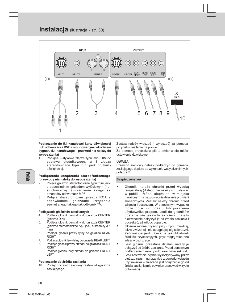 Instalacja | Philips 600/MMS 506 User Manual | Page 30 / 50