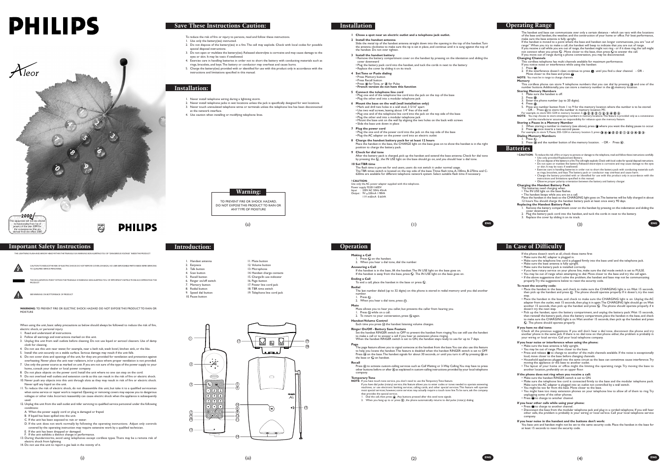 Philips Aleor TD 9220 User Manual | 2 pages