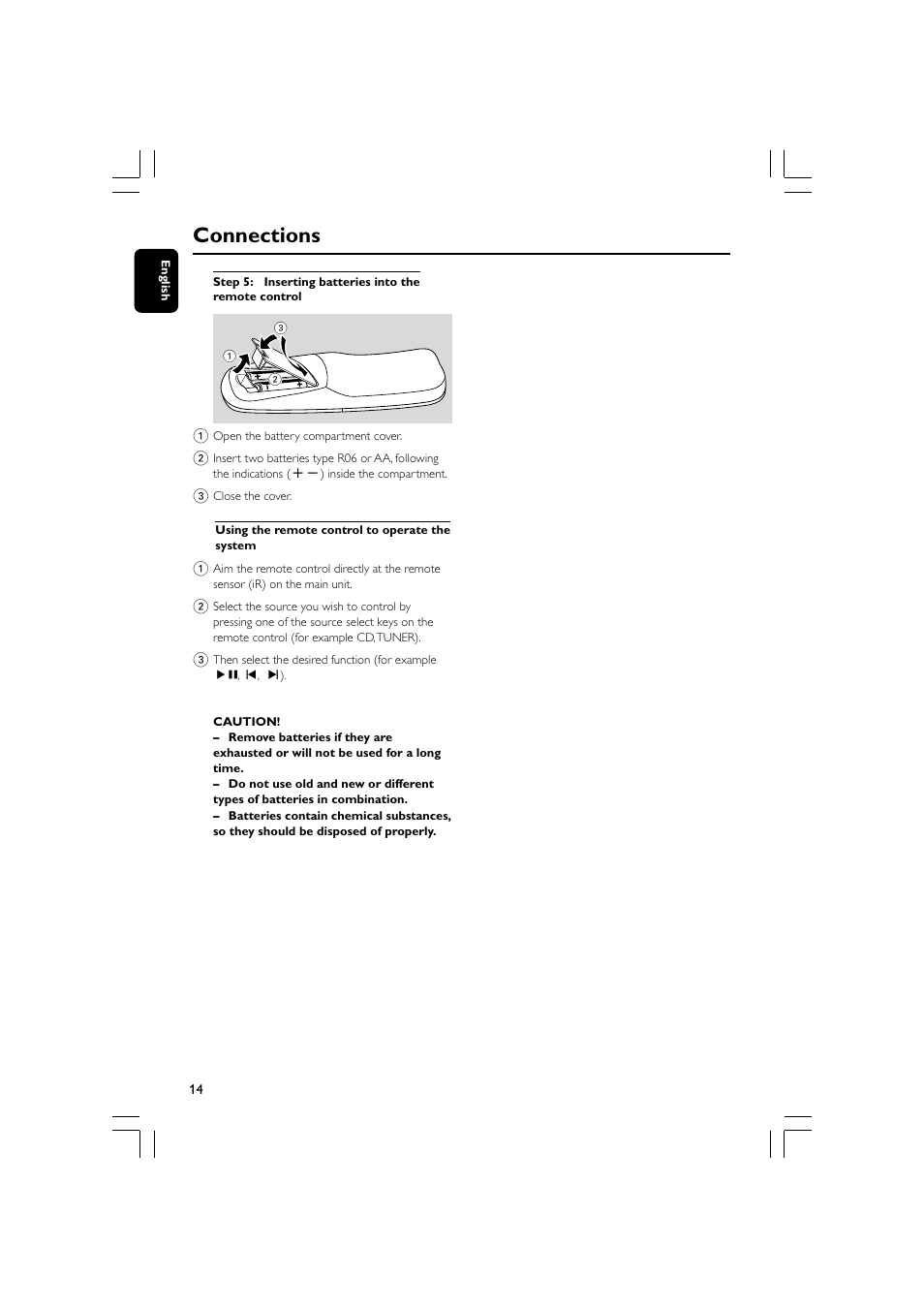 Connections | Philips - FWM569 User Manual | Page 14 / 26