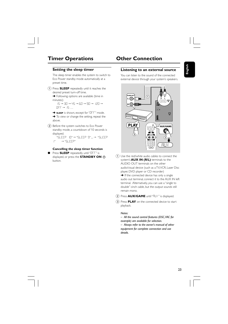 Timer operations other connection | Philips - FWM569 User Manual | Page 23 / 26