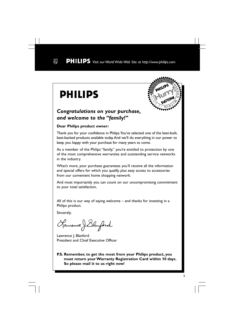 Hurry | Philips - FWM569 User Manual | Page 5 / 26