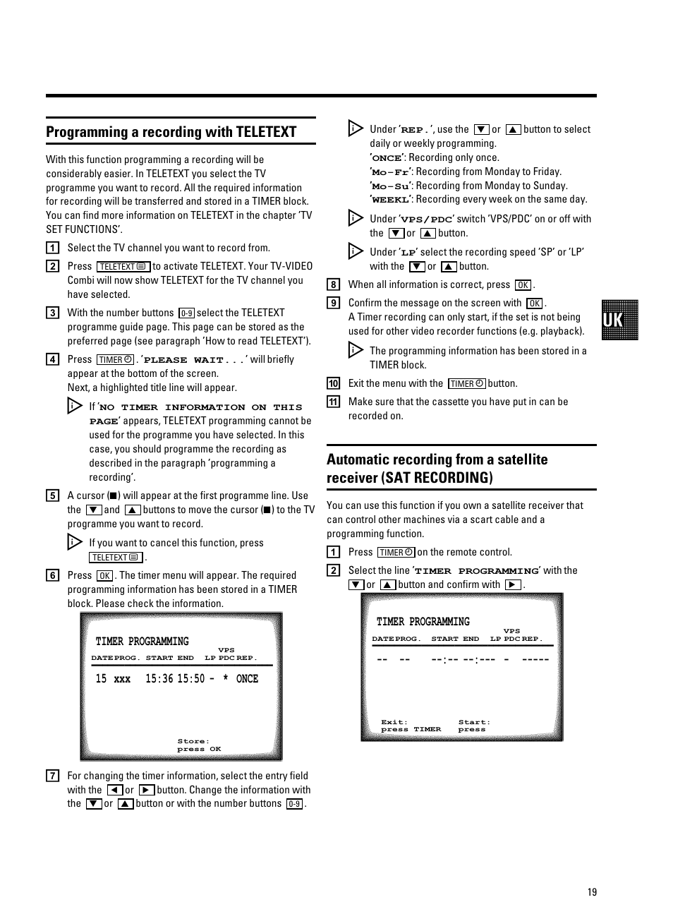 Programming a recording with teletext | Philips 21PV708-715-908-918/39 User Manual | Page 21 / 29