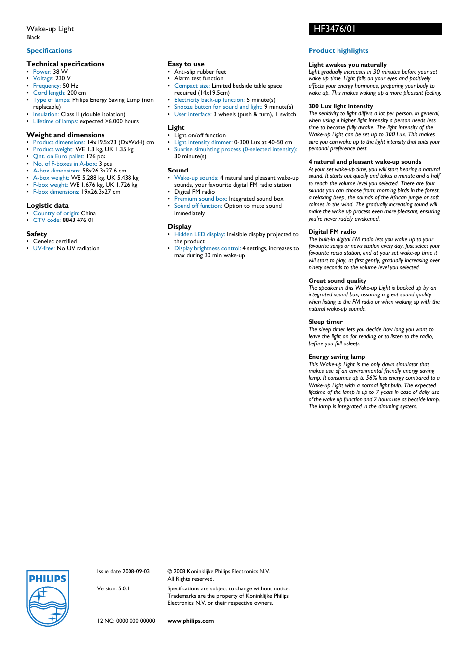 Philips HF3476/01 User Manual | Page 2 / 2