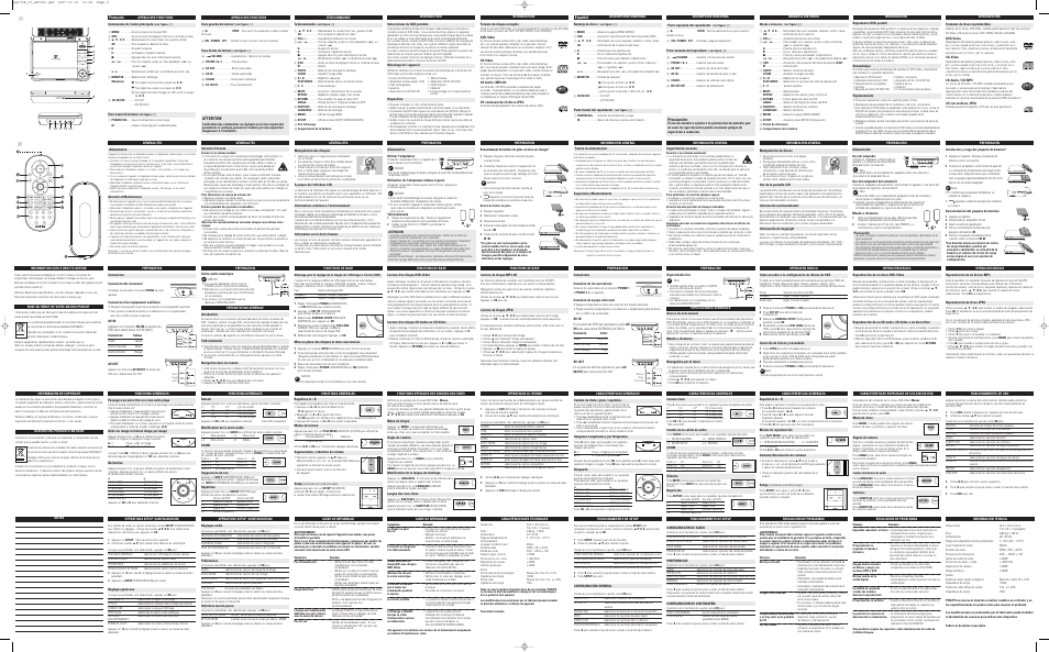 Español, Precaución, Français | Attention | Philips PET708/37B User Manual | Page 3 / 4