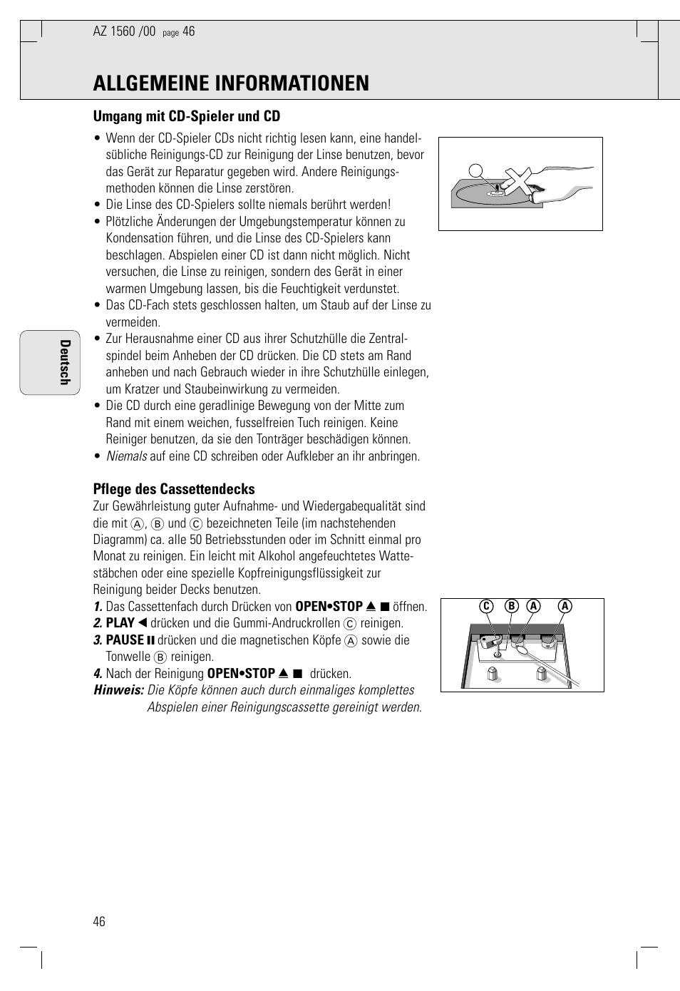 Allgemeine informationen | Philips AZ 1560/00 User Manual | Page 46 / 58