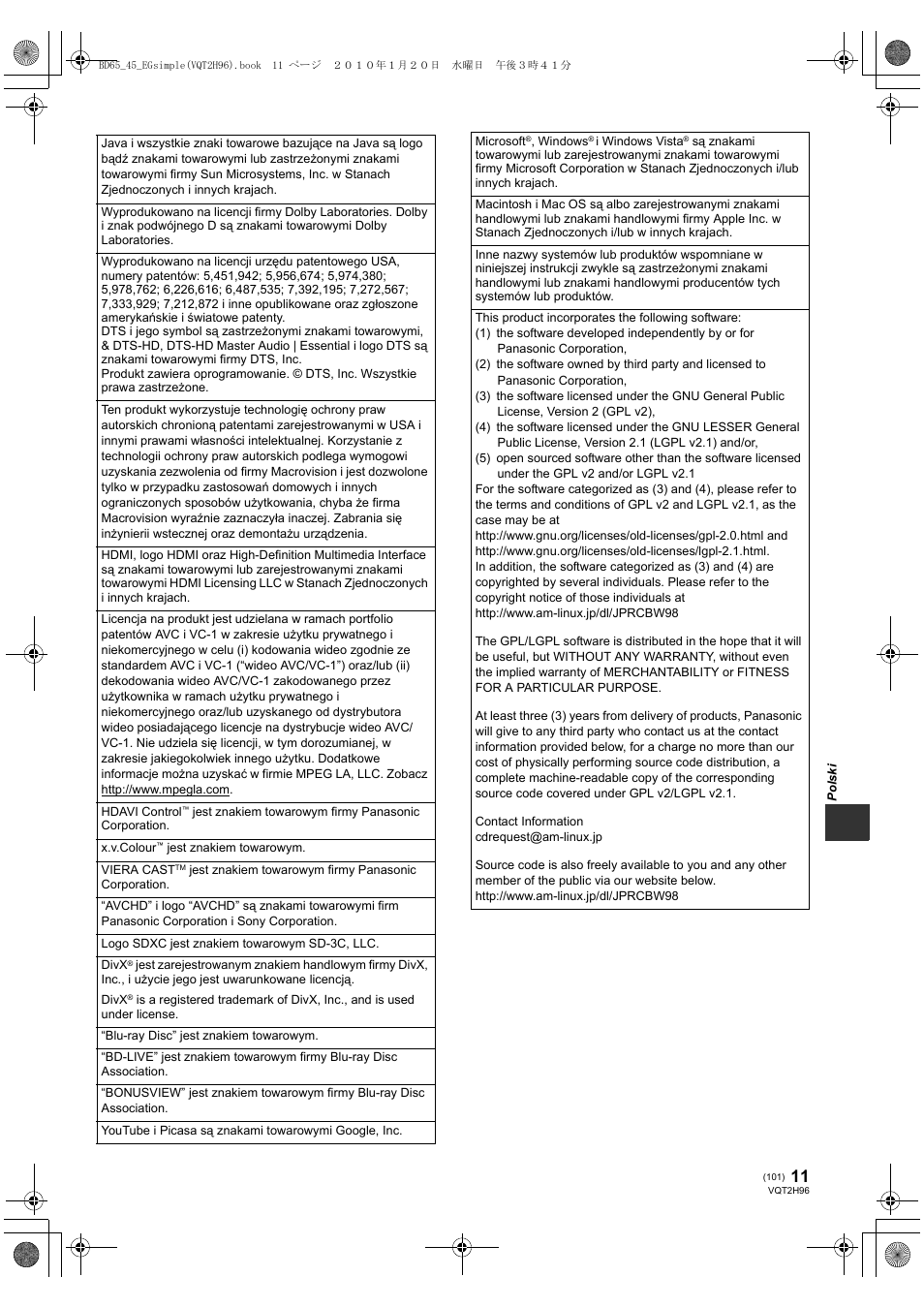 Panasonic DMPBD65 User Manual | Page 101 / 112