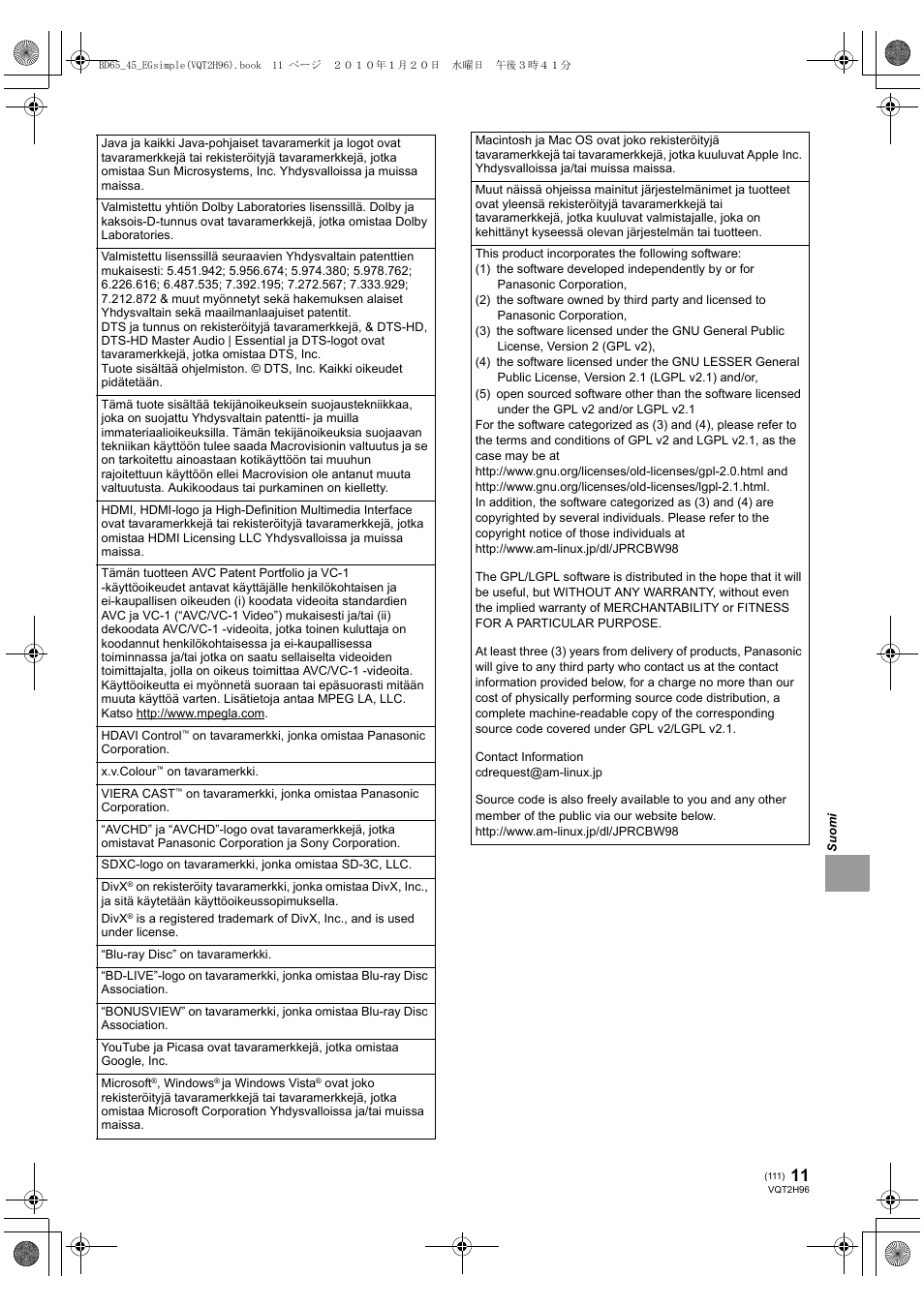 Panasonic DMPBD65 User Manual | Page 111 / 112