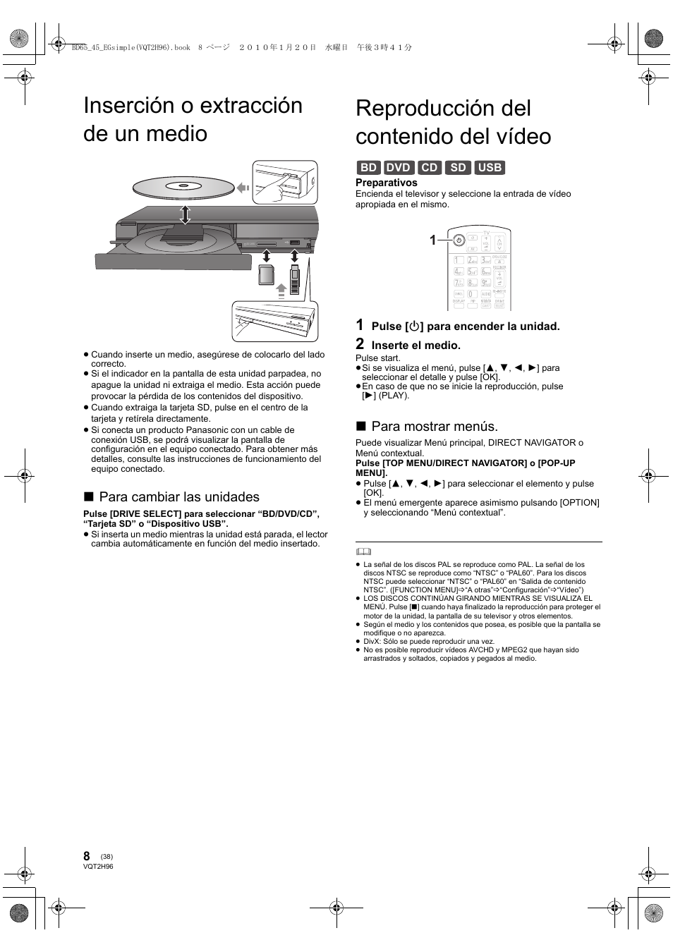 Panasonic DMPBD65 User Manual | Page 38 / 112