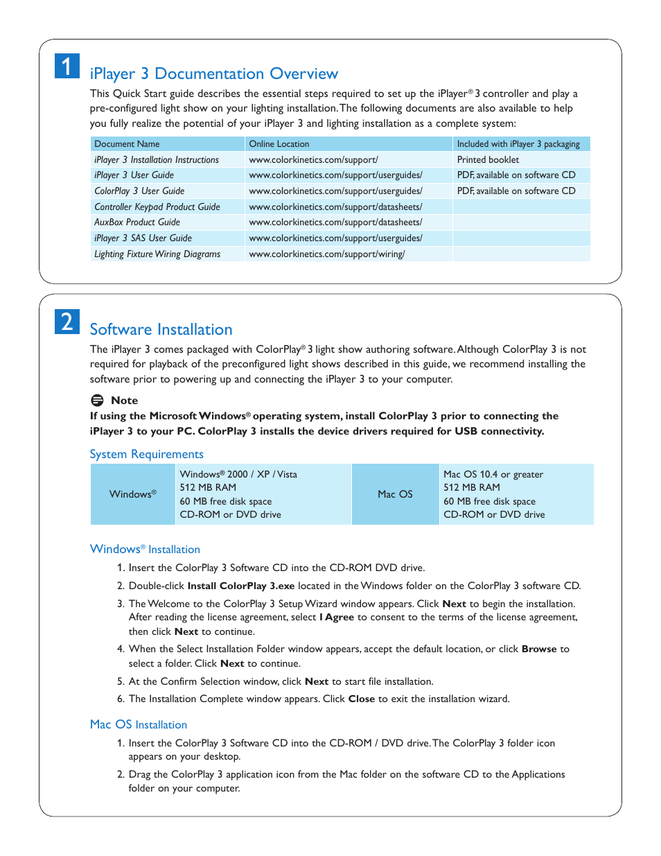 Iplayer 3 documentation overview, Software installation | Philips IPLAYER 3 User Manual | Page 2 / 4
