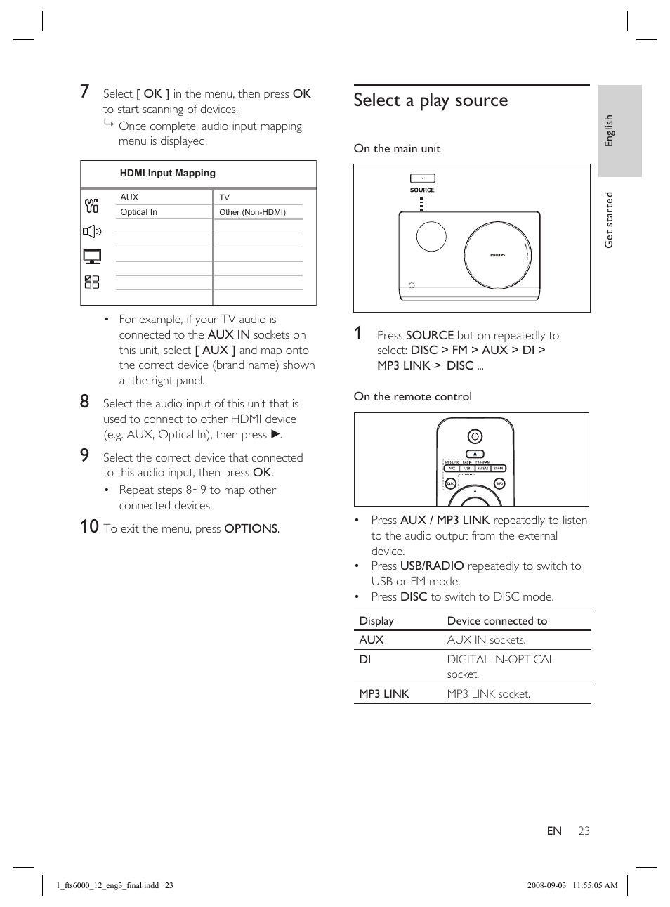 Select a play source | Philips Flaors 848390207 User Manual | Page 23 / 50