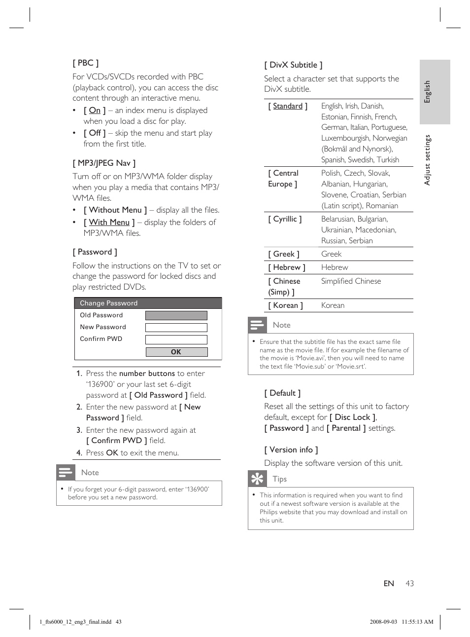 Philips Flaors 848390207 User Manual | Page 43 / 50