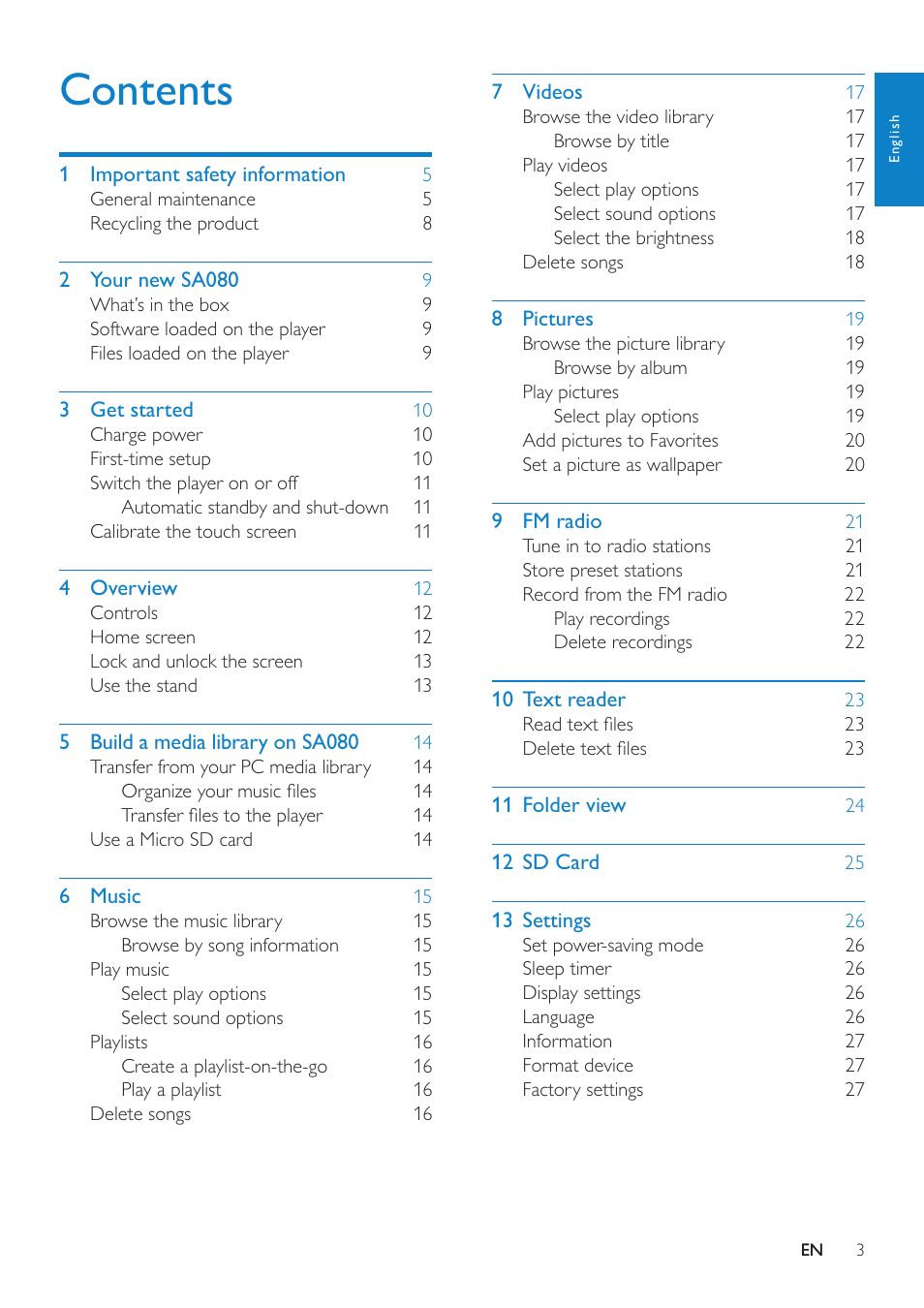 Philips GOGEAR SA080308 User Manual | Page 3 / 32