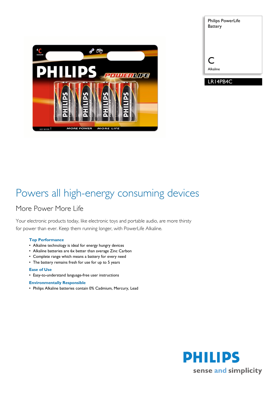 Philips LR14PB4C User Manual | 2 pages