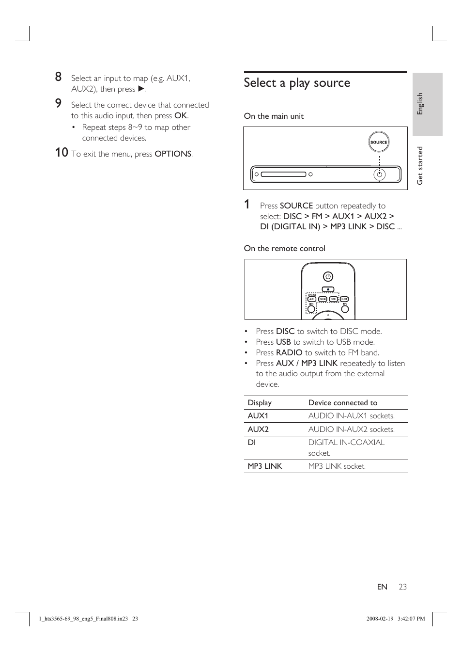 Select a play source | Philips HTS3569 User Manual | Page 23 / 48