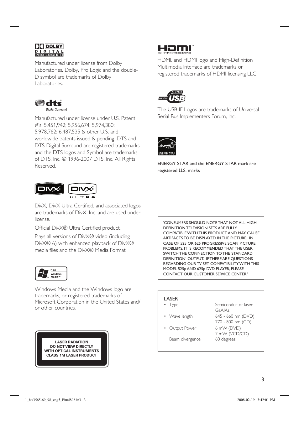 Philips HTS3569 User Manual | Page 3 / 48