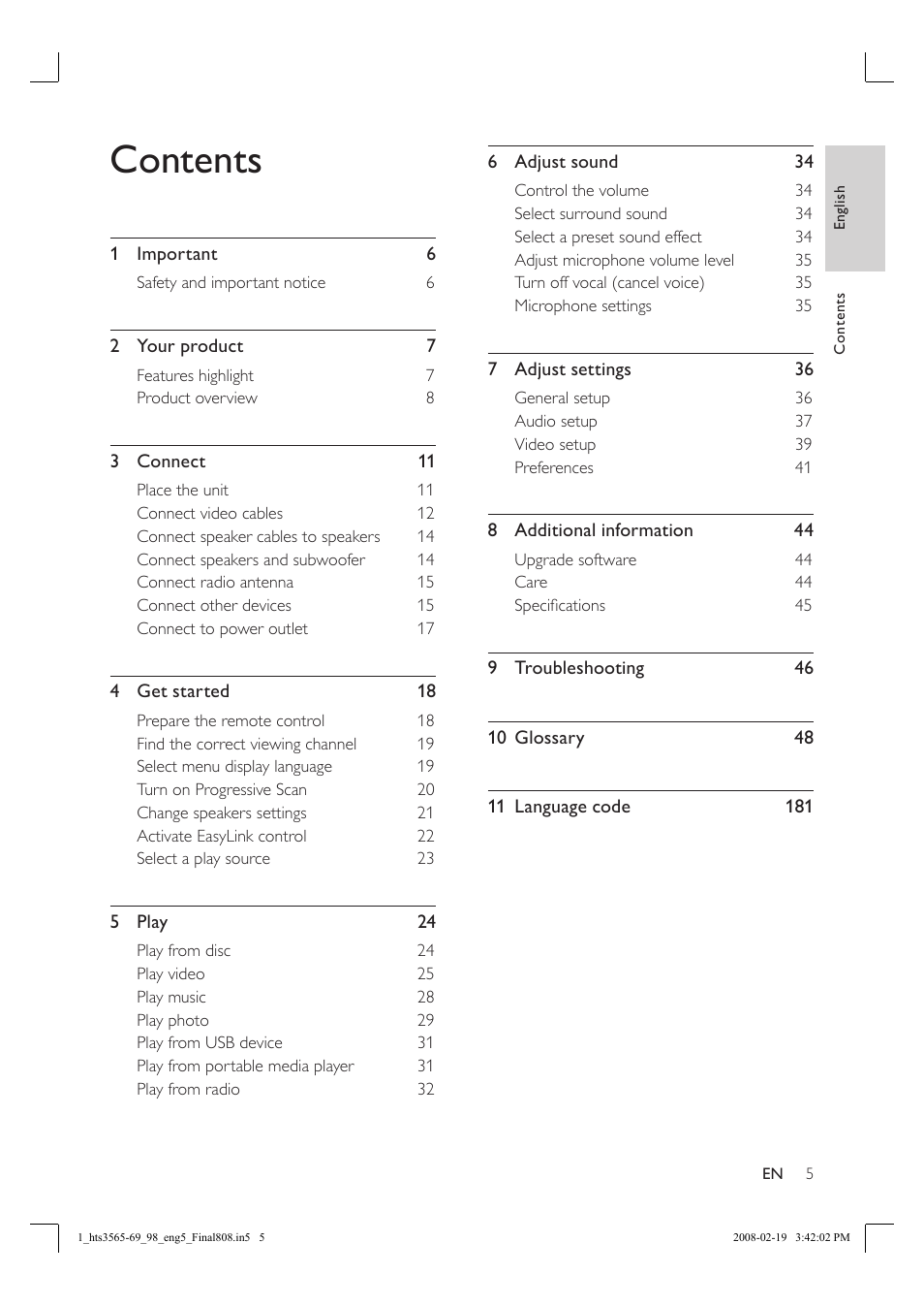 Philips HTS3569 User Manual | Page 5 / 48