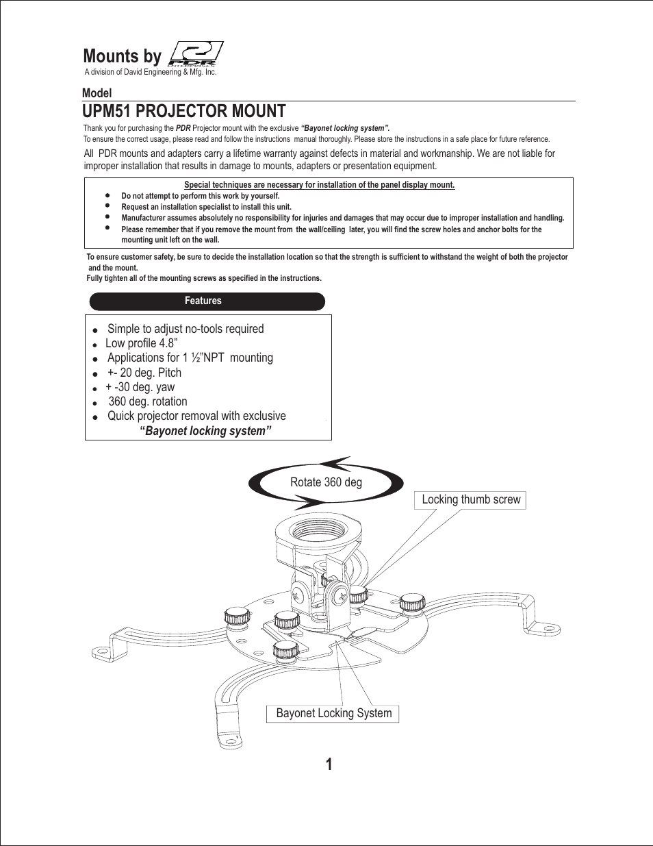 Philips UPM51 User Manual | 5 pages